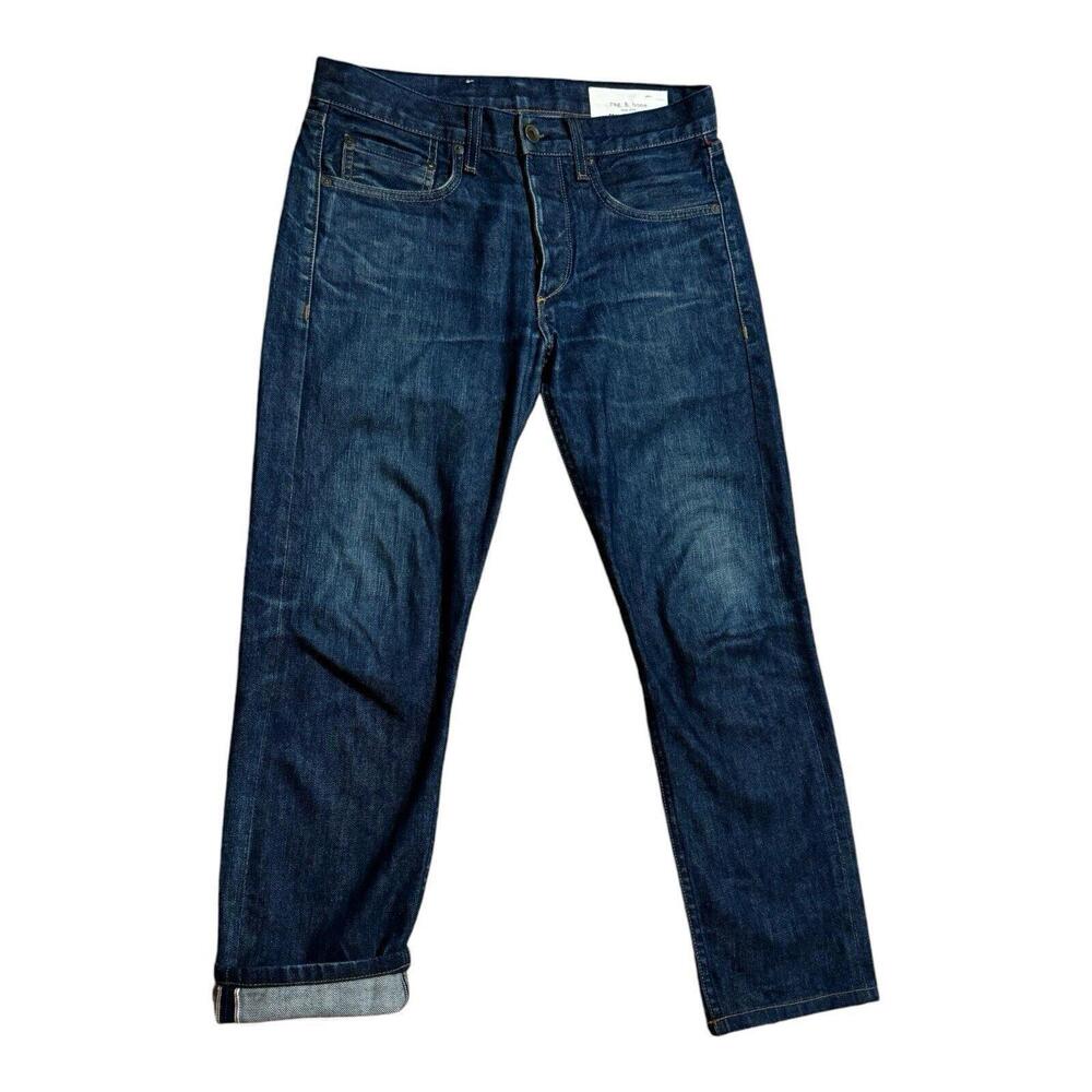 Rag & Bone Standard Fit 2 Slim Leg Button Fly Redline Selvedge Jeans Sz 29 32x27